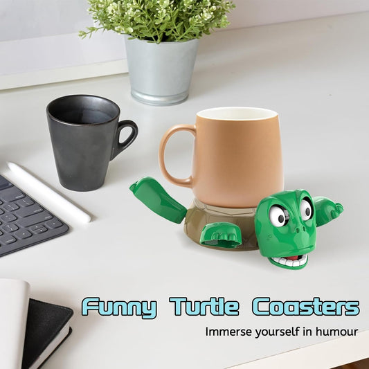 Whimsical Green Turtle Funny Coaster